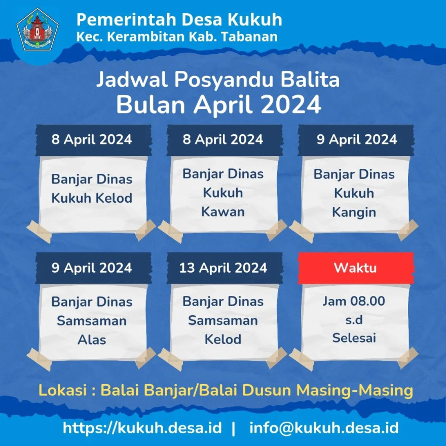 Jadwal Posyandu Balita Bulan April 2024