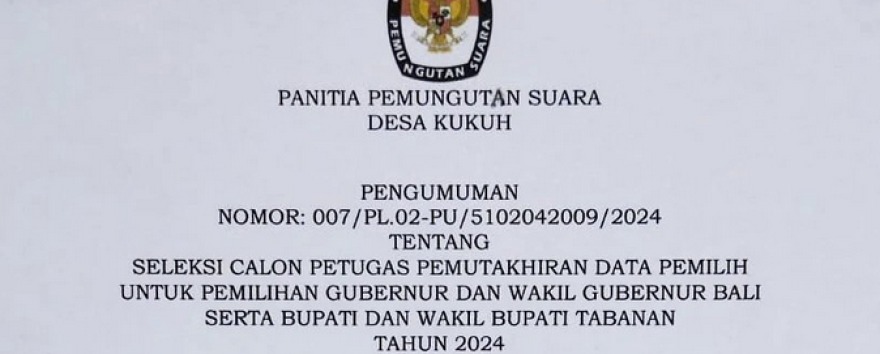 Pengumuman Pendaftaran PANTARLIH Pemilukada 2024