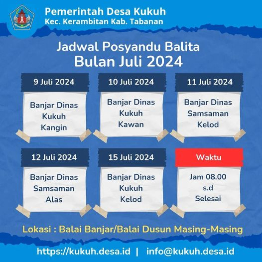 Jadwal Posyandu Balita Bulan Juli 2024