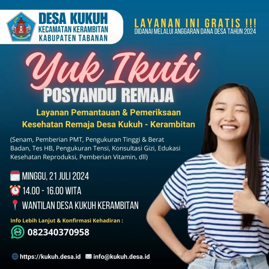 Pengumuman Pelaksanaan Posyandu Remaja Bulan Juli 2024