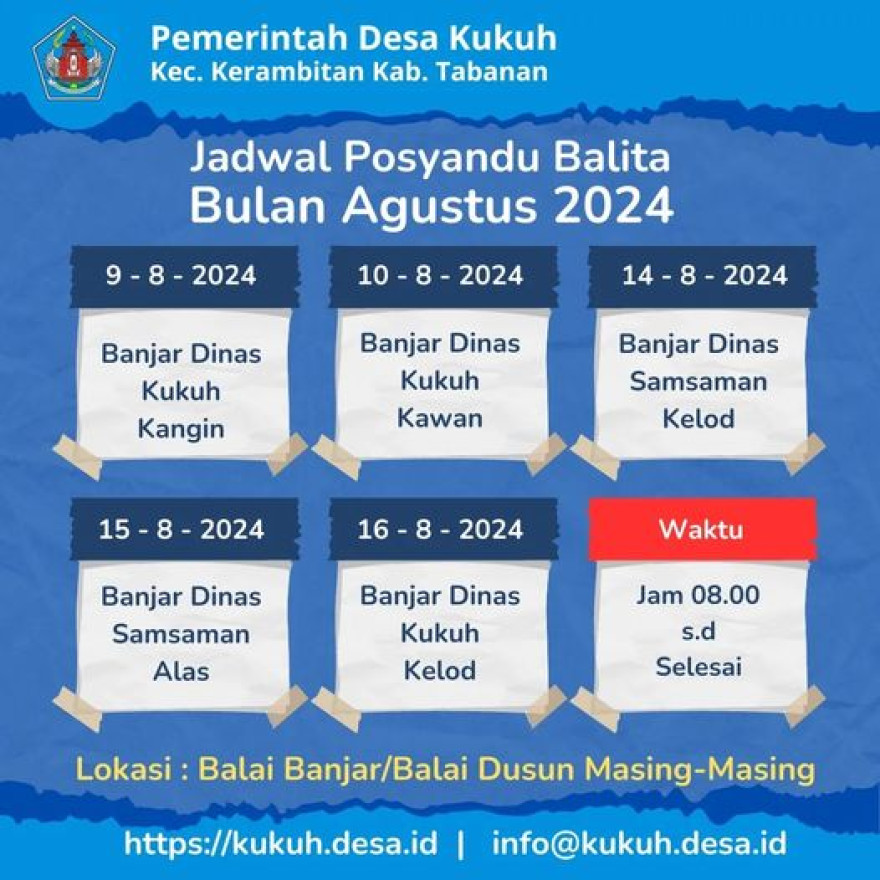 Pengumuman Pelaksanaan Posyandu Balita Bulan Agustus 2024