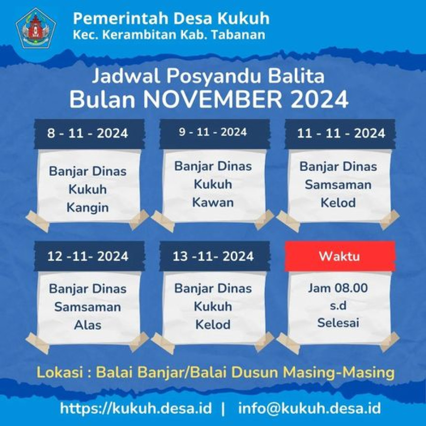 Jadwal Kegiatan Posyandu Balita Bulan November 2024